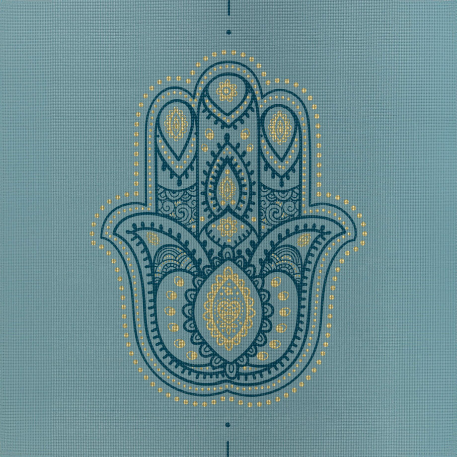 tapis de yoga hamsa hand bleu