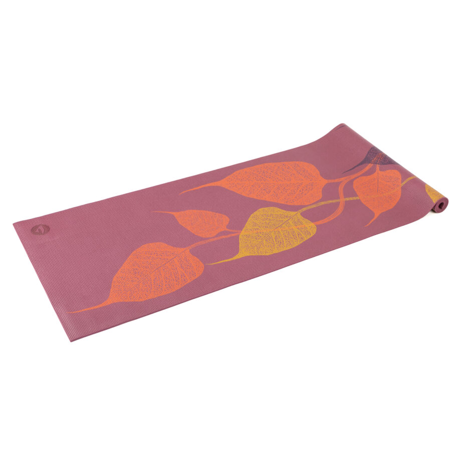 tapis de yoga leaves 3c aubergine