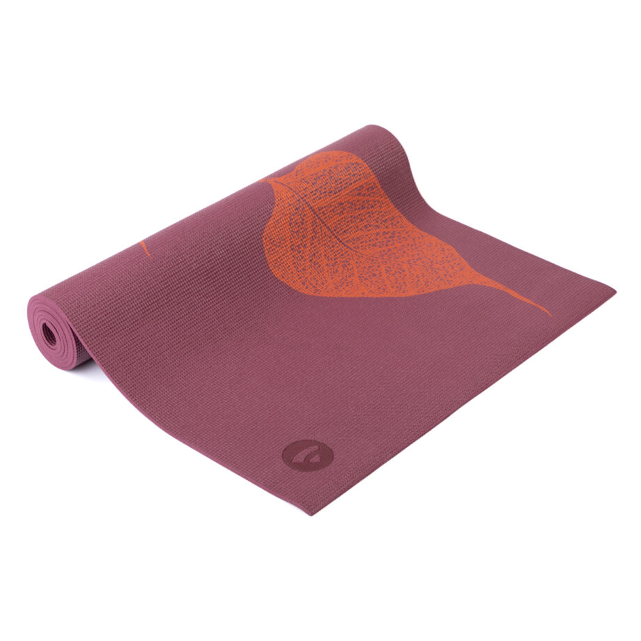 tapis de yoga leaves 3c aubergine